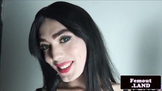 Sexy amateur femboi trap gets her dick out