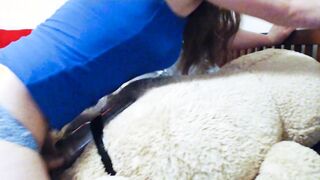 Nailing a teddybear with a rubber