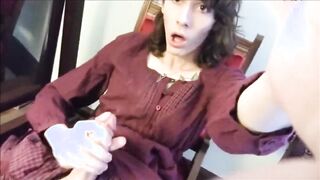 Wonderful teen TS playing with her cockmeat