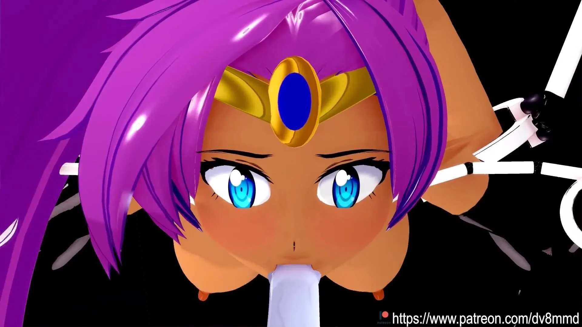 Shantae in a precarious position bound by machinery