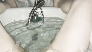 Trans damsel plays with rock-hard chisel in bathroom until wiggling climax