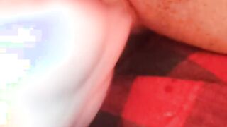 FTM trans stud bellows and humps his raw fuck hole with immense knotted rear end faux-cock