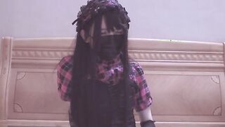 Idol costume black knee high man's daughter masturbates in her room