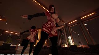 Ample futa dances and takes off trio