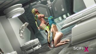 SCIFI-X - Futa alien plays with a young big-titted splendid beauty in the sci fi lab
