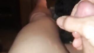 Sloppy lil' yam-sized lollipop shemale biotch milks in her own pee and jism until giant strenuous ejaculation