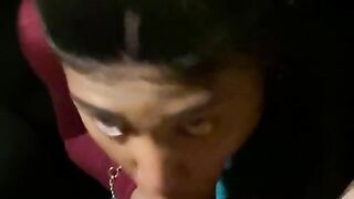 Deep Throating him in the Backseat