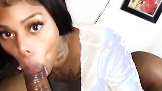 Immense Caboose Ebony Trans Gulps DL BIG BLACK COCK Entire and Faps His Nuts - Nicer than CisWomen