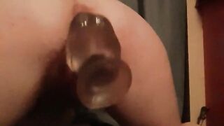 Boning up a cat folks coochie with a 12inch fake penis