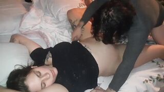 My gf munches lashed juice off my bum then nails my cunt