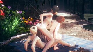 Yaoi Femboy - Natthan and two buddies three-way in a park