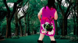 Lil spunk-pump transgender princess in the park jaw-dropping dance torrid public striptease cosplayer honey