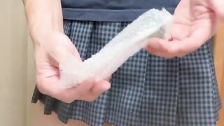 Introduction to open the fresh glass mushroom type ass fucking cork in Asian JK costume