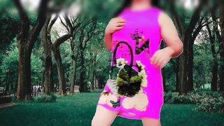 Bare in the park in the public dancer sizzling super-cute transgirl