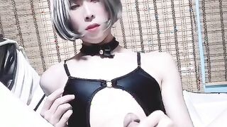 えろ水着女装　前立腺マッサージしながらシコシコ