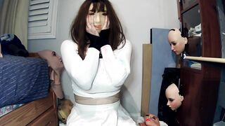 Anime Nymph Happi Pt four! Girl mask Happi female attempts to unmask from her taut doll mask? A lock?!!