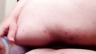 Packing my crevices with my ample faux-cock!!