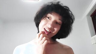 This ultra-cute make-up-free-for-all Japanese transgender princess with acne enjoys anything smelling, such as arsehole, soles, socks and pee!