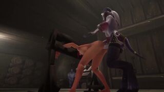 Red-Haired Elf has BSDM Three-Way fuck-a-thon in a dungeon space - Warcraft Parody