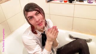 Lotion have fun in a chinese college bathing suit