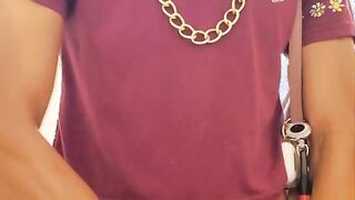 Handsome and fit Trans milking and caught in public douche