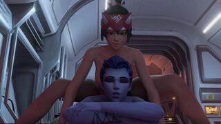 Overwatch Parody - Futa Kiriko pounds Widowmaker on Dropship