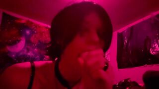 goth femboy fellates your spunk-pump while masturbating off