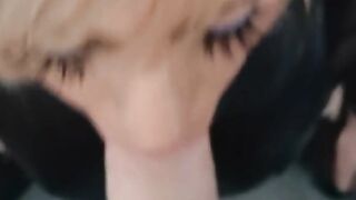 Scottish ladyboy Holly blowing a XXL fuckpole