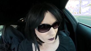 Brief miniskirt on a scooter