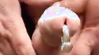 First-Timer Crossdresser Kellycd2022 stunning cougar stroking jizz flow outdoors public black seamless stockings