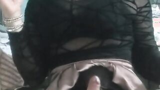 Crossdresser smoking and cums