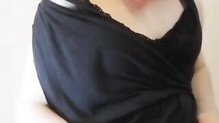 Sisi peeps again, bellows and leaps on a giant fake penis