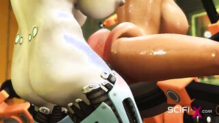 I just want your rod! Dame robot transgender princess pokes a cool manacled big-titted black-haired in the sci-fi lab