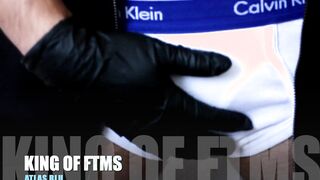 HD: FTM Transman Strokes FAT MAN SAUSAGE with Black Spandex Mittens (SPANDEX FETISH)