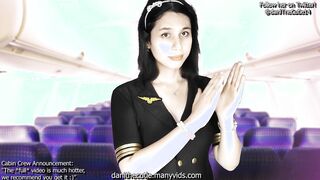 Sweetheart tgirl flight attendant lets you tear up her and jizz on her face during your hazy flight