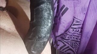 Trans Dame Enjoys Ample Black Fake Penis