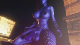 Succubus with large lollipop tugging off and spunking