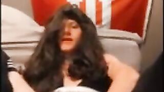 crossdresser instructs her fuckhole with a faux-cock