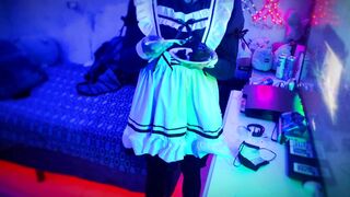 Femboy maid is rewarded with a cake, but has to come out of her v-card and put your milk to slurp it