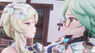 Hermaphroditism Genshin Influence Lumine and Sucrose Have joy story 3 DIMENSIONAL Animated 4K