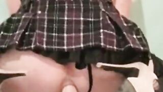 Transsexual model moonlight6663 from cb rail on faux-cock in high-heeled shoes