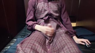 [Crossdressing] Asian onanism with a plenty of of orgasm in a lovely uniform