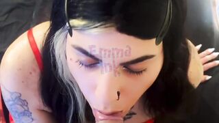 Blow-Job princess does fellate and receives milk in her throat