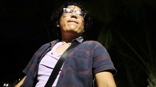 Crossdresser ambling at night.