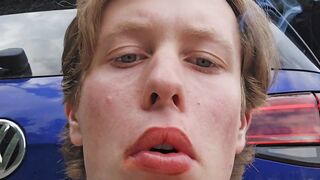 Nice Shemale Smoking and Fap in Public!