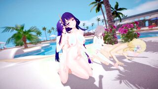 Futa bang-out Lumine Stelle Raiden Acheron