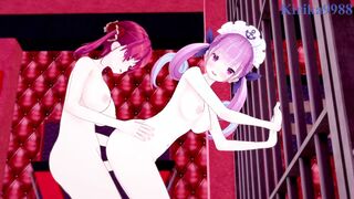 Minato Aqua and Houshou Marine have mighty hermaphroditism orgy in a secret guest room. - Hololive VTuber Manga Porn