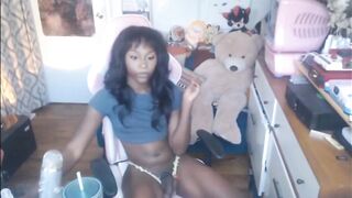 Hot ebony shemale jerking off