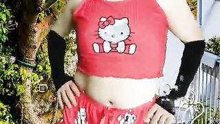 two Light-haired in Pajama Juggling Culo Bum Marvelous Bitch T-girl Crossdresser