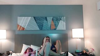 Highly Warm Light-haired Femboy Jacking Off with Red-haired Trans Female